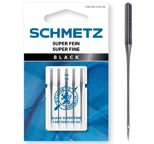 Super Fine Nadel Black Schmetz 130/705 H-SU XS Staerke 70 (SB-Karte)