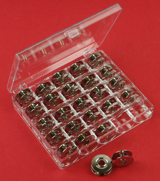 Spulenbox mit 25 Spulen für Pfaff Nähmaschine (Metall)