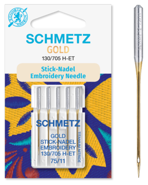 Stick Nadel Gold Schmetz 130/705 H-ET Staerke 75 (SB-Karte)
