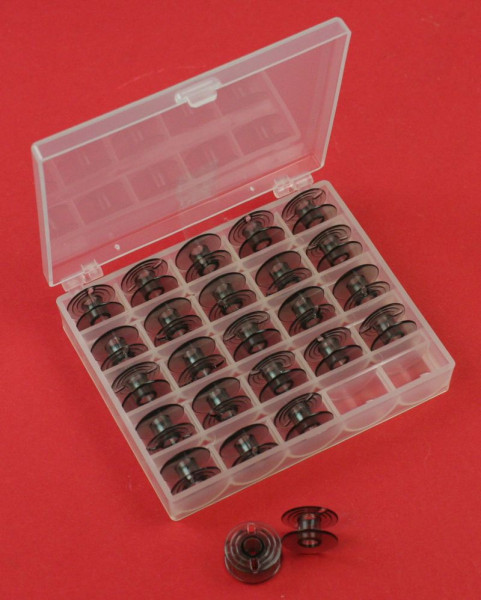 Spulenbox mit 25 Spulen für Elna / Babylock Nähmaschinen # 493555 , 493500-10, 395710-07, 395710-10,