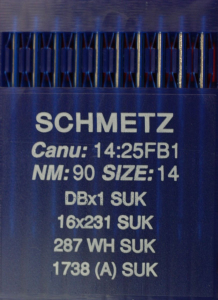 Schmetz DBX1 SUK Staerke NM90 Rundkolbennadel 1738 SUK, 287WH SUK
