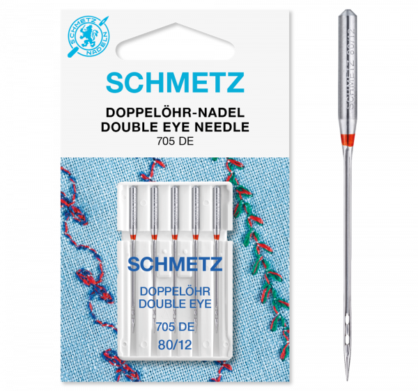 Schmetz 705 DE VCS Doppelöhr-Nadel Starke NM80 5er Pack