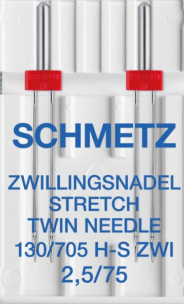 Zwillings-Stretch Nadel Schmetz 130/705 H-S ZWI 2.5 Staerke 75 (REFILL)