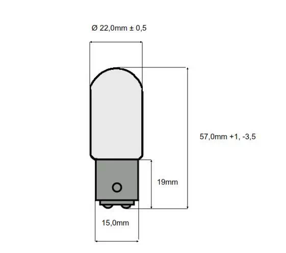 Glühlampe - Riva BA15 d 22X57 B15D 15Watt (matt) Steckbirne