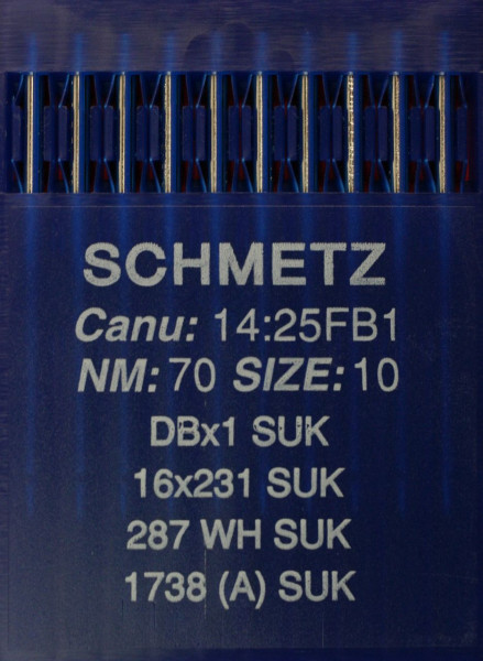 Schmetz DBX1 SUK Staerke NM70 Rundkolbennadel 1738SUK, 287WH SUK