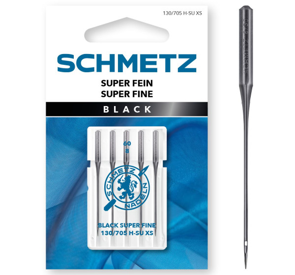 Super Fine Nadel Black Schmetz 130/705 H-SU XS Staerke 60 (SB-Karte)