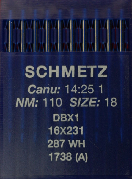 Schmetz DBX1 Staerke NM110 Rundkolbennadel 1738, 287WH