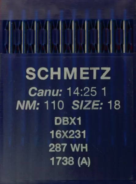 Schmetz DBX1 Staerke NM110 Rundkolbennadel 1738, 287WH