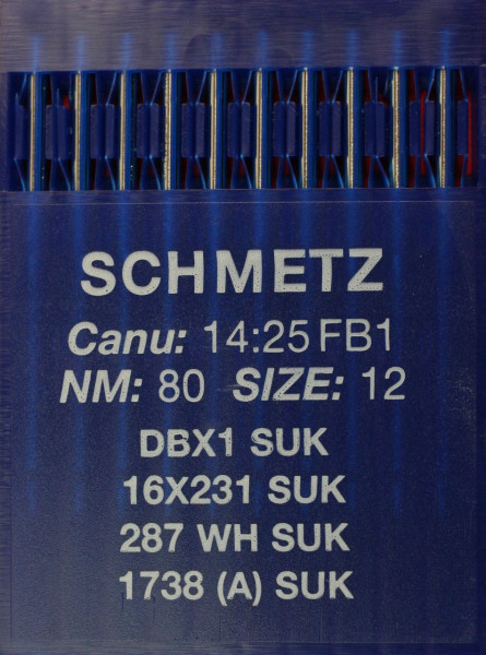 Schmetz DBX1 SUK Staerke NM80 Rundkolbennadel 1738 SUK, 287WH SUK